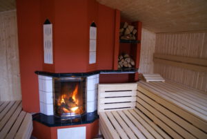 Kamin in der Sauna